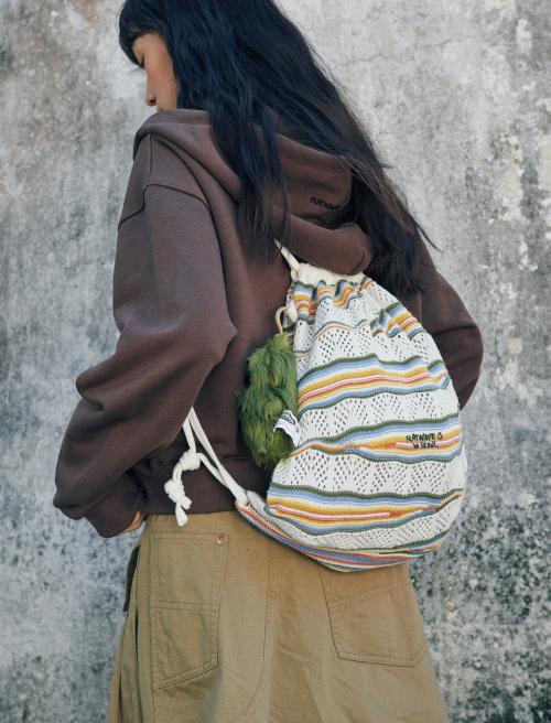 Slif Knit String Backpack Ivory