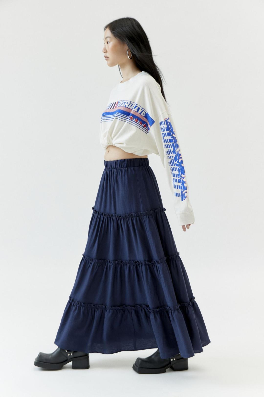 Urban Renewal Made In LA EcoVero™️ 린넨 티어드 맥시 스커트