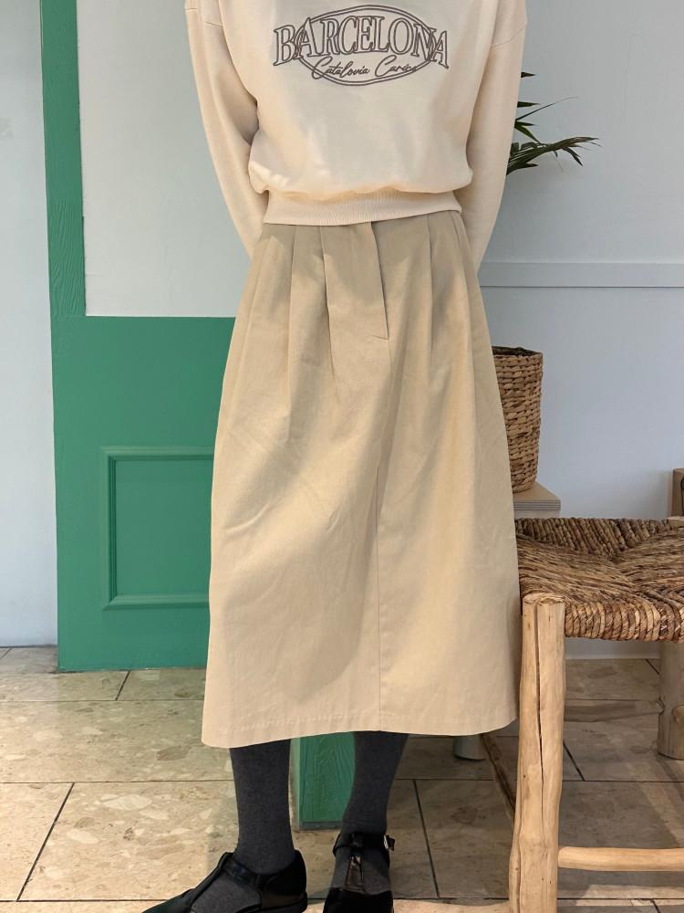 헤이 핀턱 롱스커트(3color)