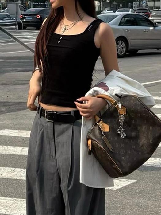 골지 슬리브리스 탑 블랙 AW5XE43910