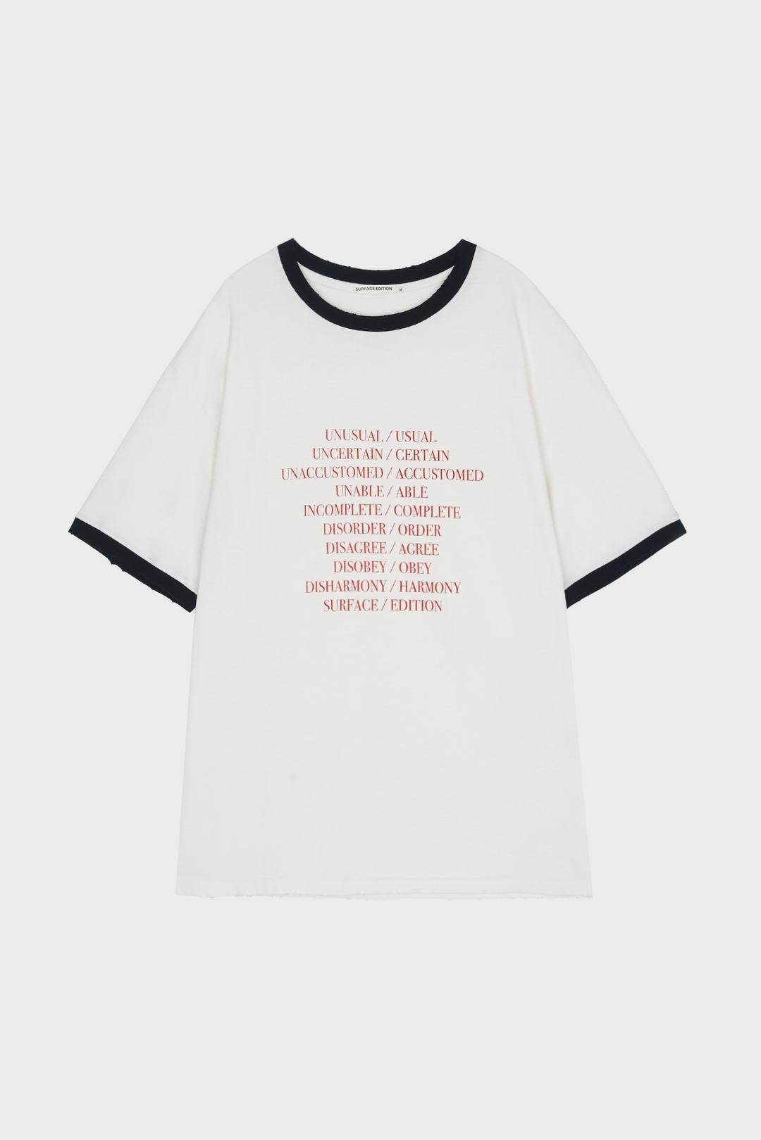 PREFIX DAMAGED RINGER T-SHIRTS WHITE