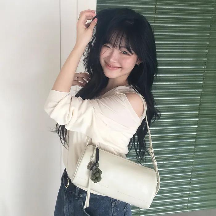 [정린,유하 PICK] Tambour Shoulder Leaf Ivory A044_LI