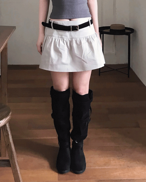 클라우드이모션 [ 미니멀 핏! ] 팜킨 코튼 셔링 미니 SK