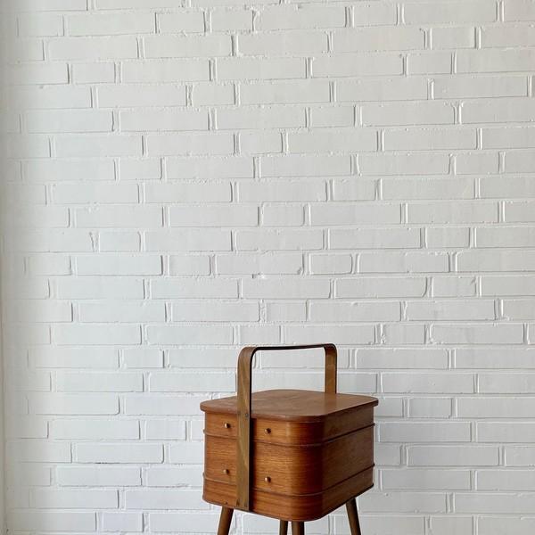 1960s teak sewing box