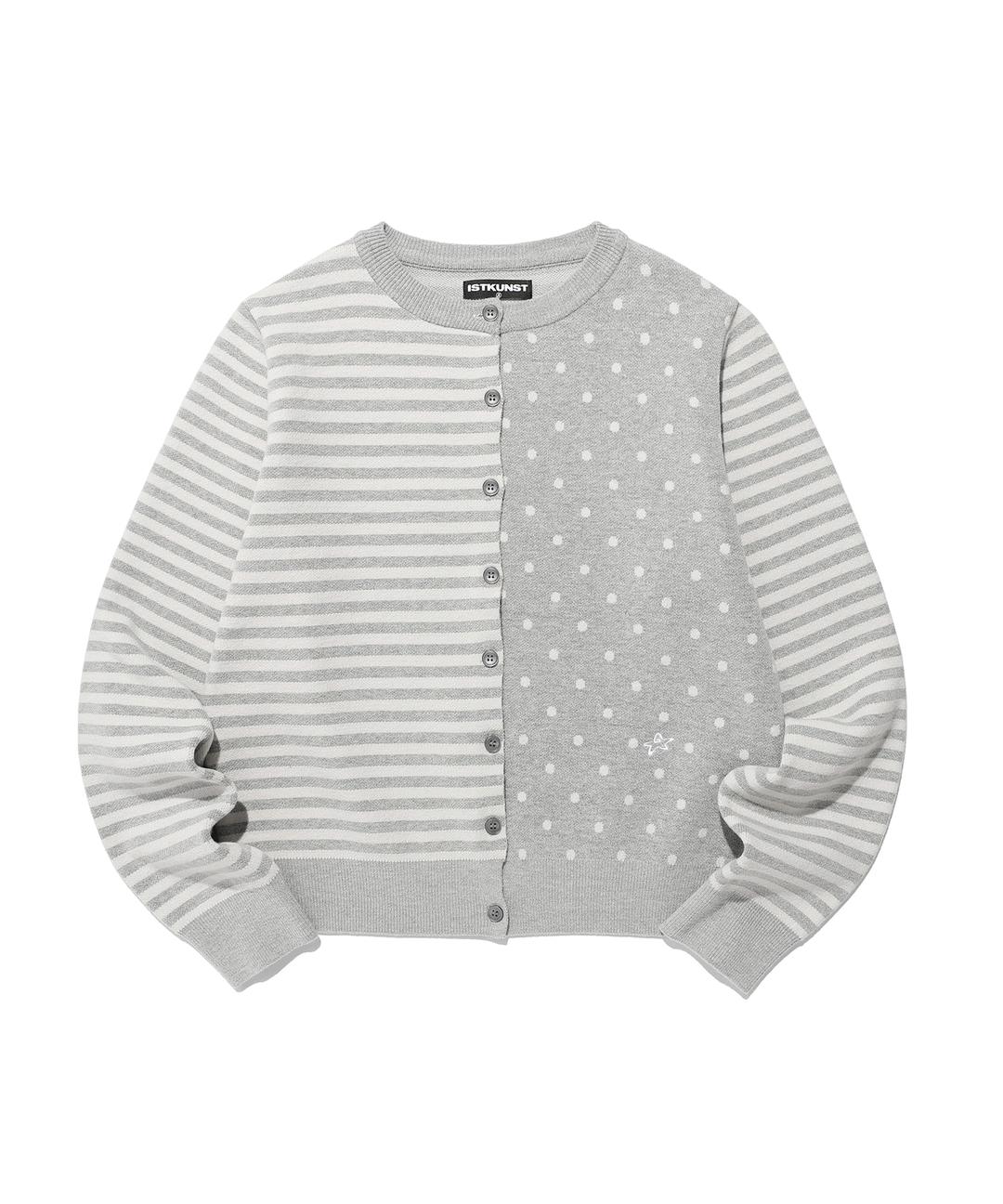 dot stripe knit cardigan_grey