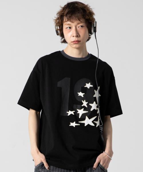 GT124 넘버링 스타 아플리케 티셔츠 (BLACK)