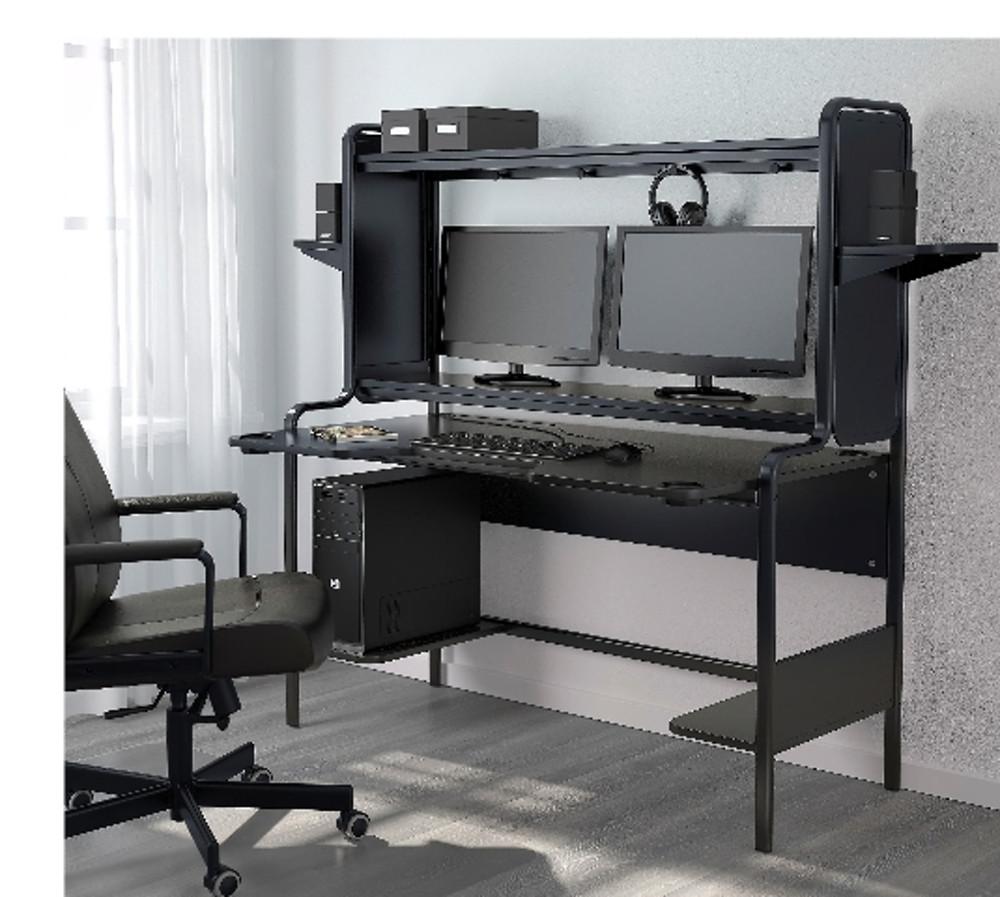 이케아 FREDDE 프레데 워크스테이션, 블랙 185x74x146cm 303.619.53