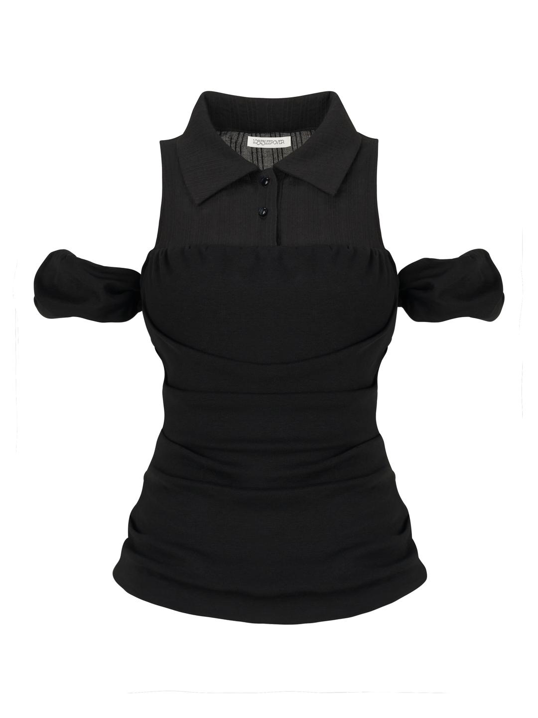 PUFF POTION SHIRRING TOP *BLACK