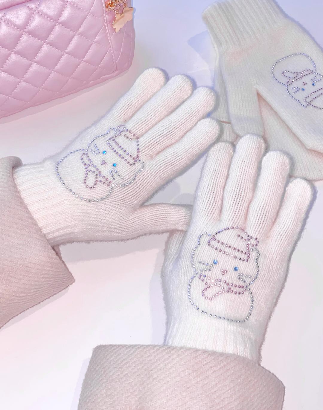 snow kitten gloves