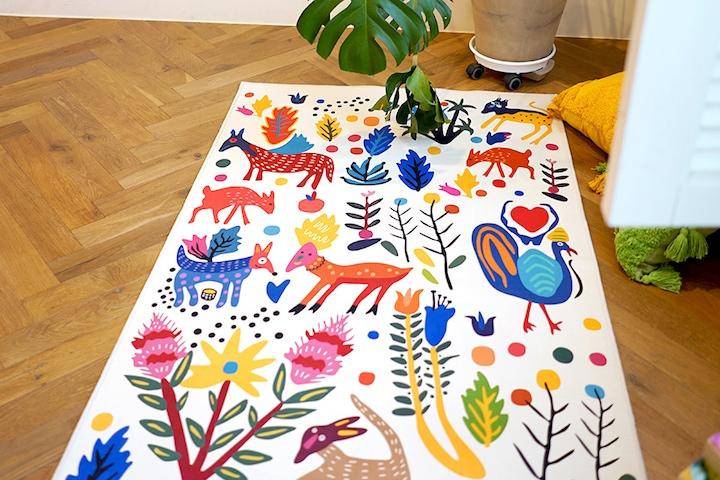 귀여운 숲속 아트 소프트 러그 100x160