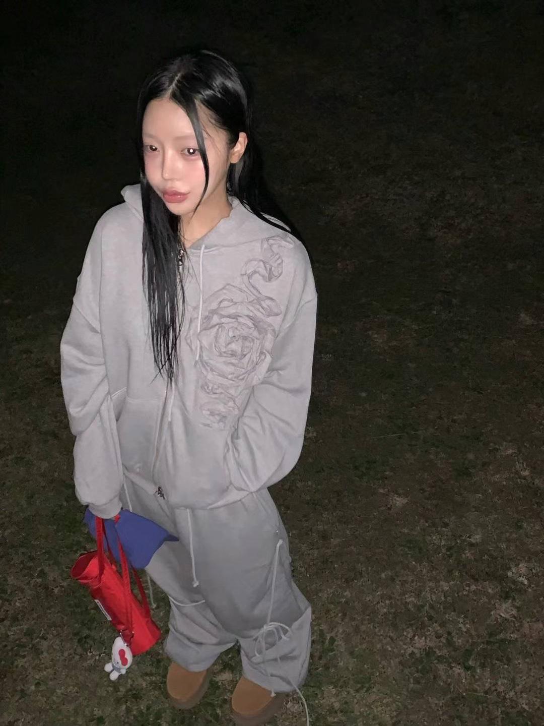 르아르디 서로 seolo 핸드메이드 로즈 후드집업 (24fw 헤비쭈리 오버핏 후드)