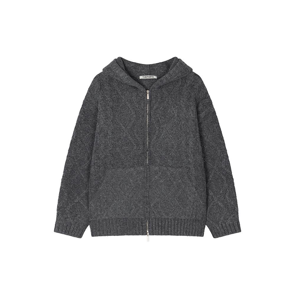 NORDIC BREEZE KNIT ZIP-UP, CHARCOAL