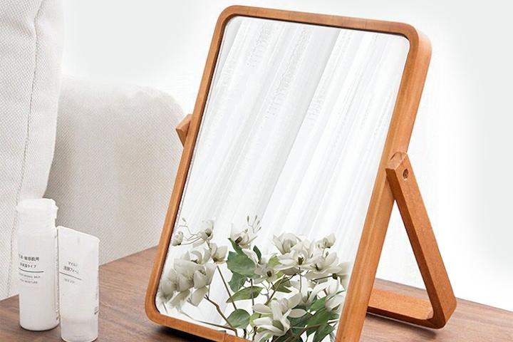 내추럴 사각 데일리 원목 탁상거울