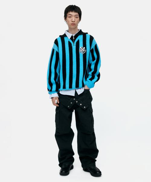 ADSB HALF ZIP-UP EMBLEM SWEATER atb1370m(BLUE)