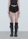 BELTED OBLIQUE SHORTS, BLACK