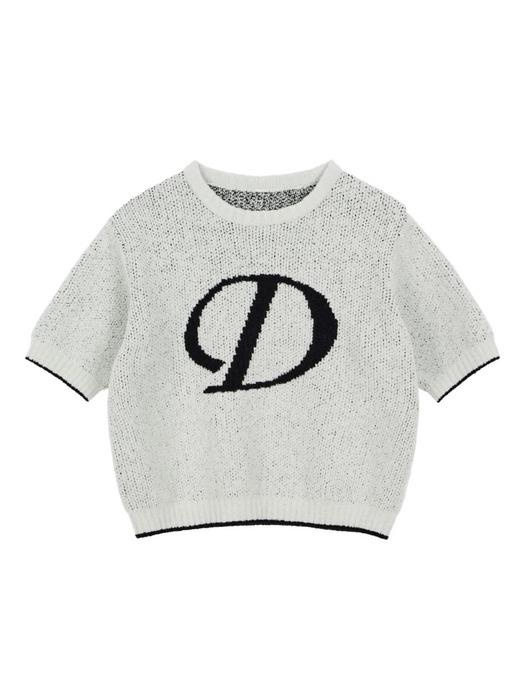 D LOGO ROUND HALF KNIT IN SOFT GREY
