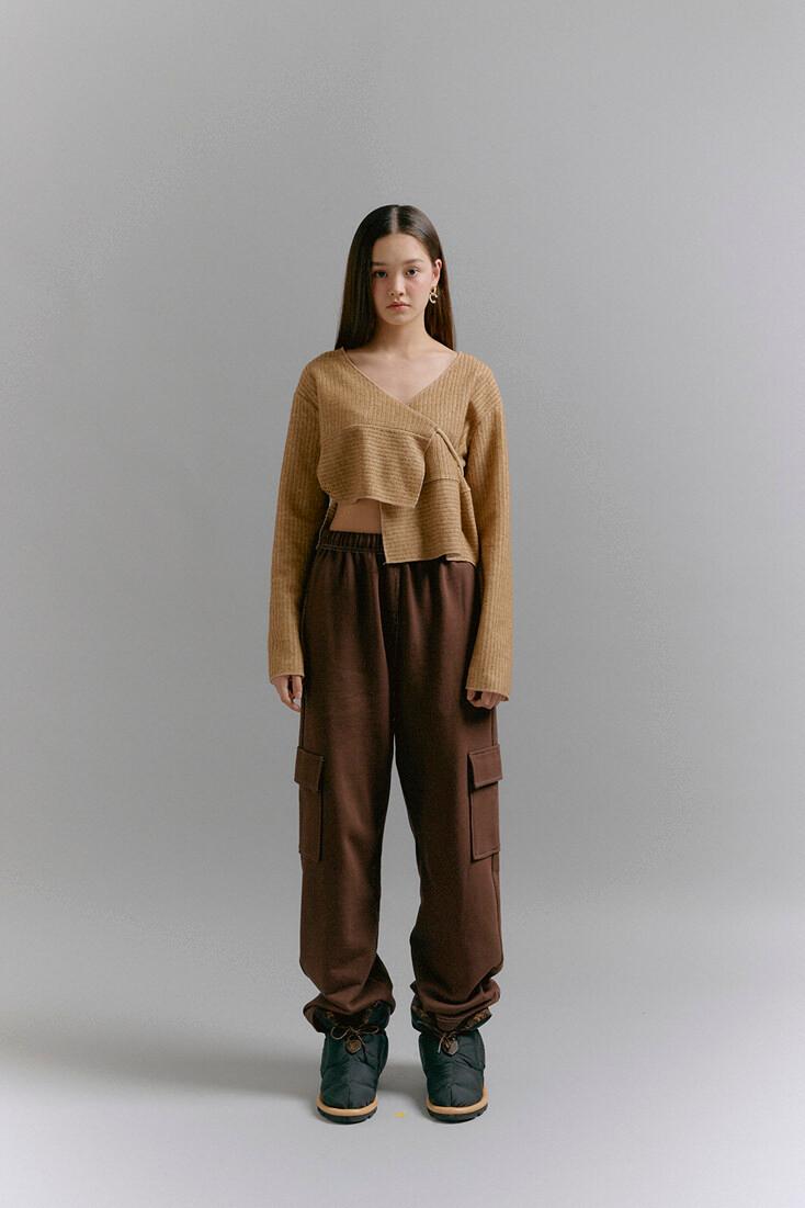UNBALANCE WRAP CARDIGAN [CARAMEL]