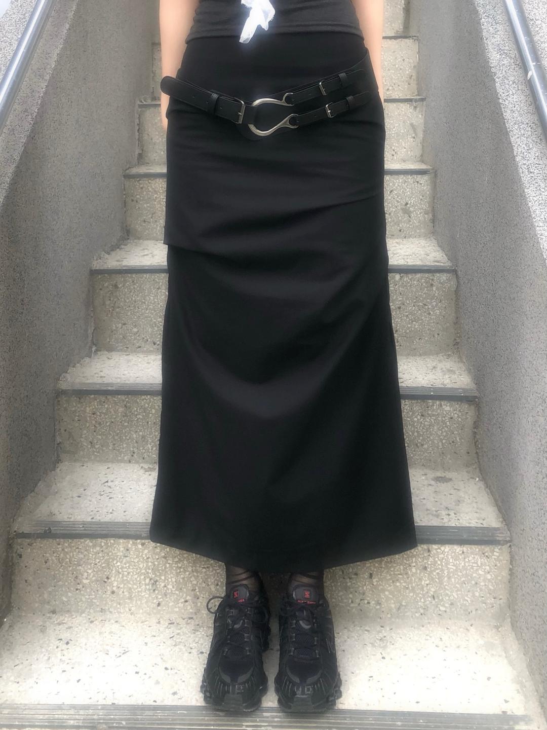 Ebon Drape Long Skirt(2 color)