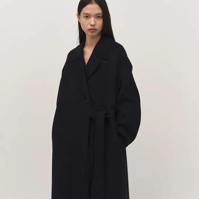 Side Belted Coat Navy