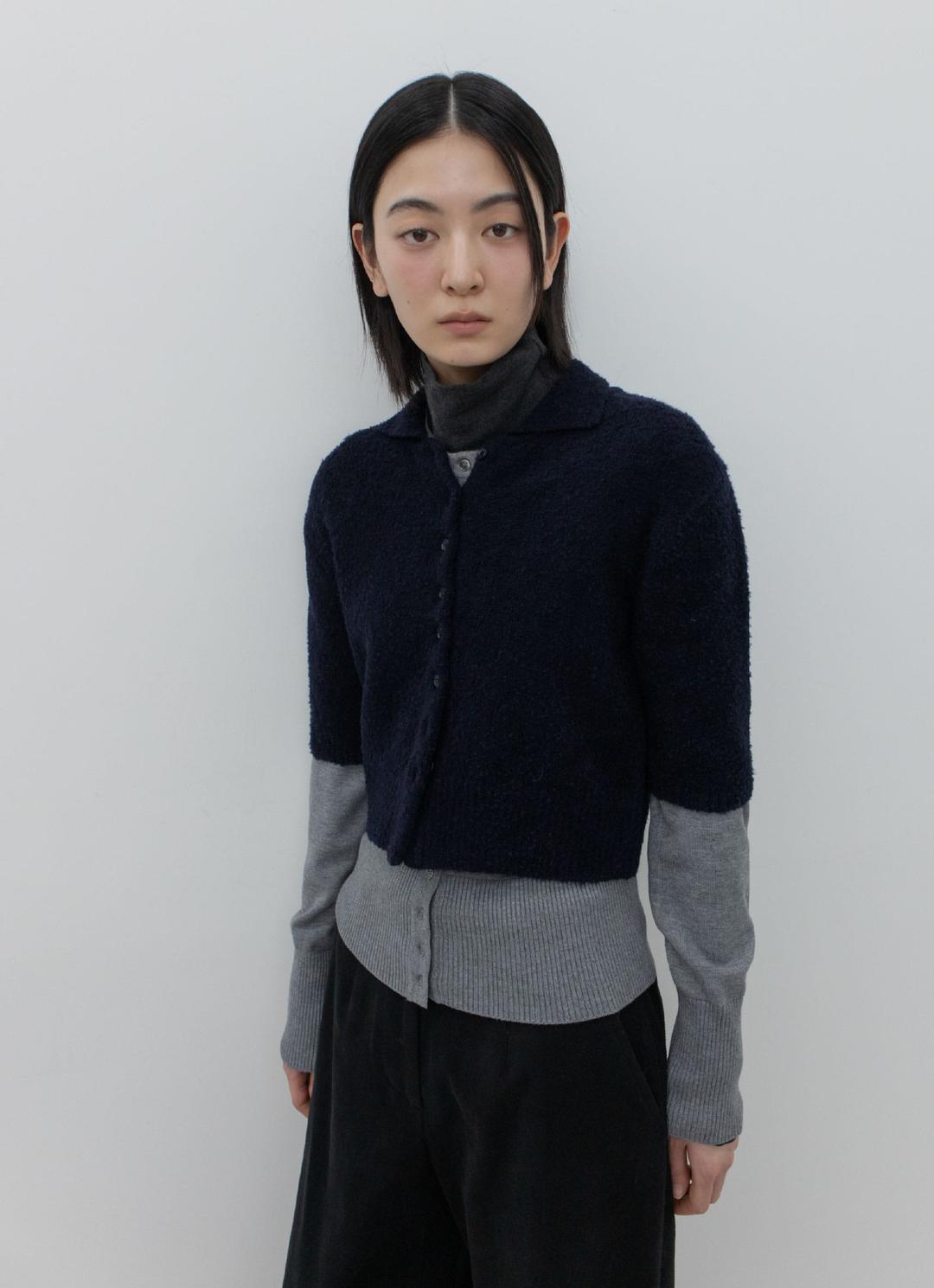 25FW HALF-SLEEVE COLLAR CARDIGAN / BLACK