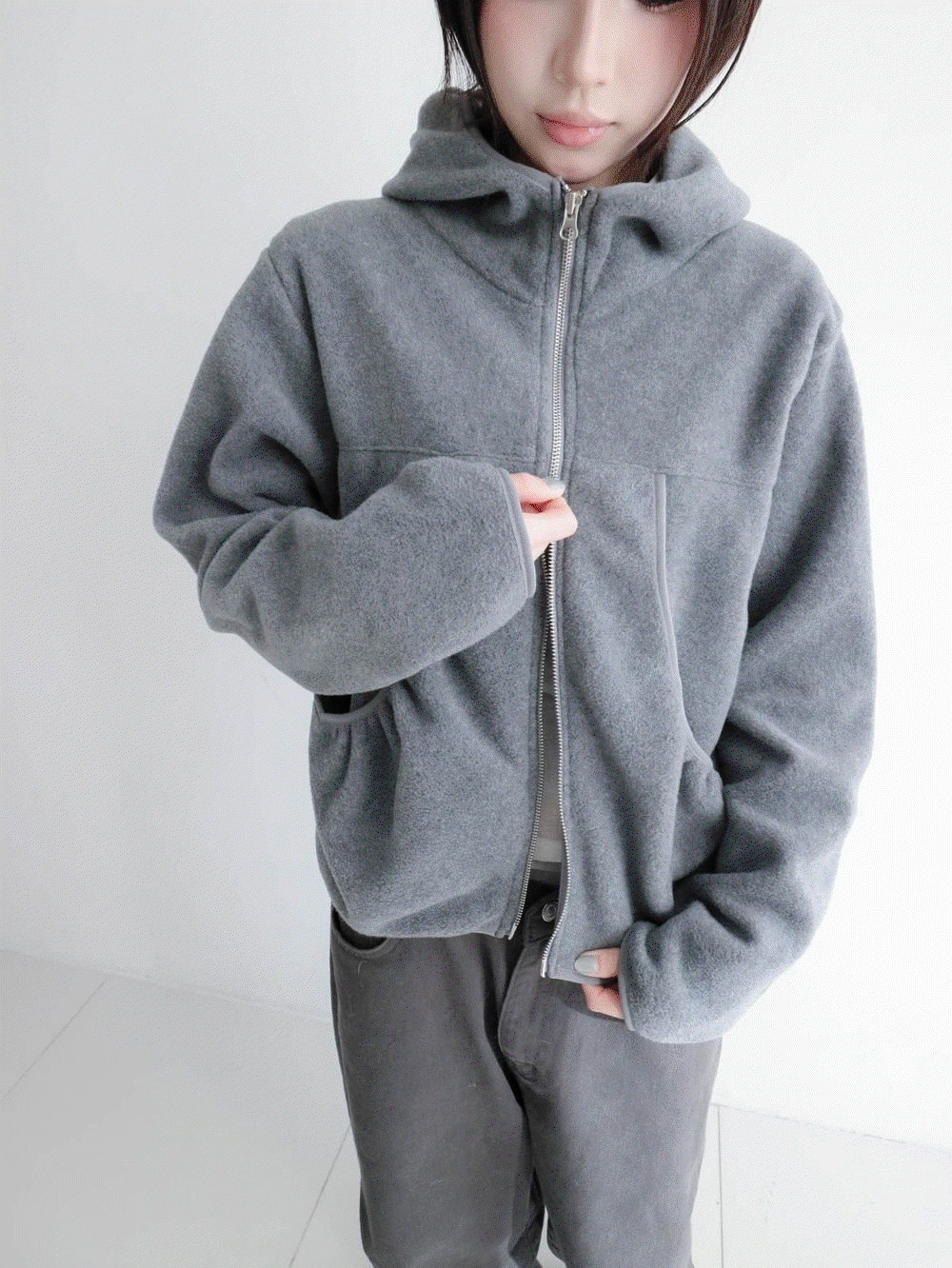 버번 셔링 플리스 집업 (3colors)