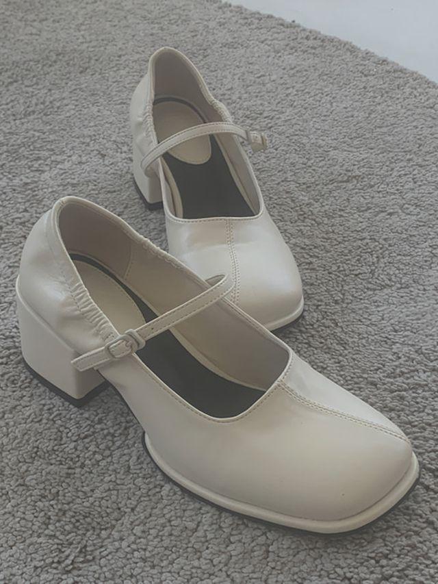 ISABELLE SQUARE SHIRRING STRAP HEEL(IVORY, BLACK 2COLORS!)