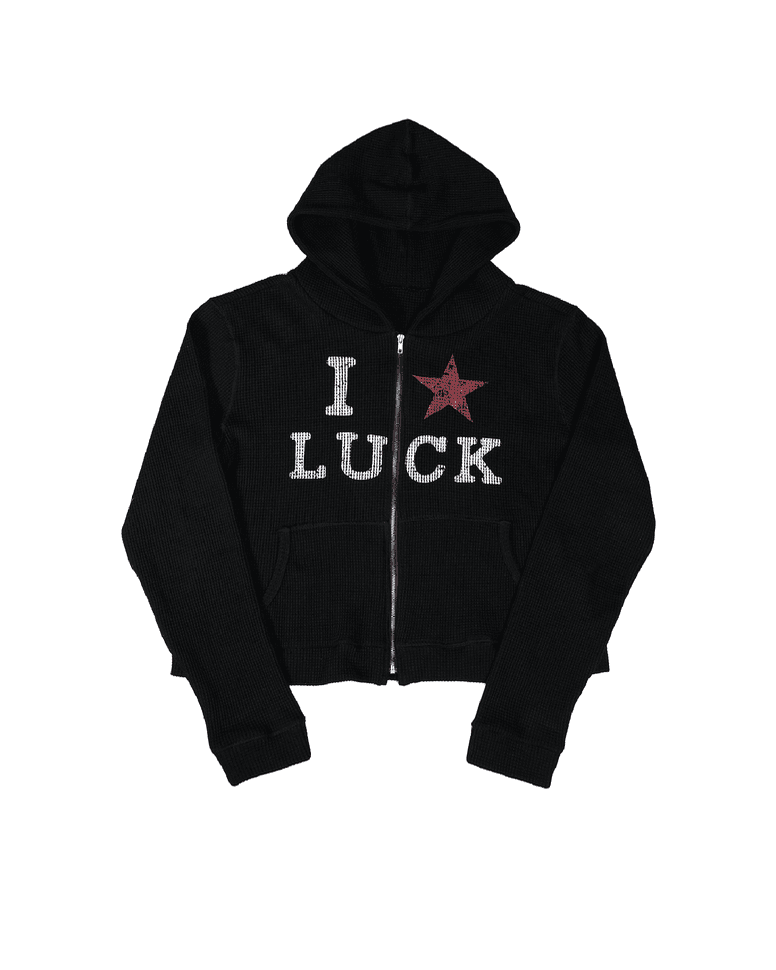 Lucky waffle hood zip-up black