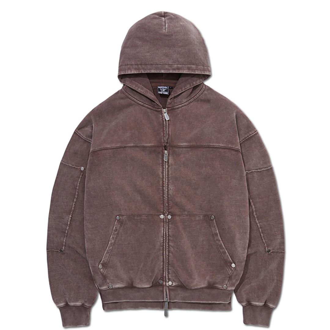 NO RELIGION LAYER HOODED ZIP-UP - W.BROWN