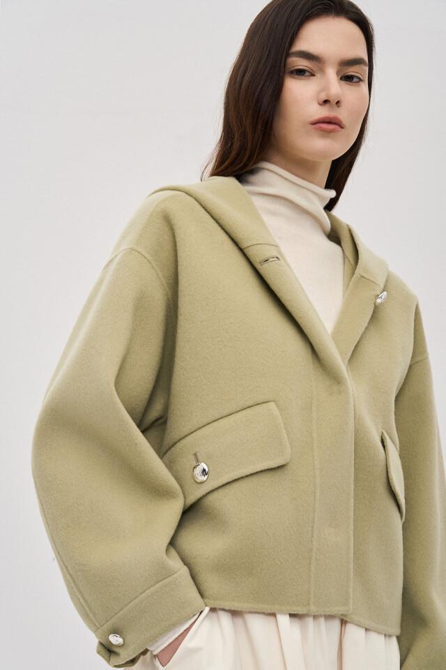 울 캐시 핸드메이드 후드 점퍼