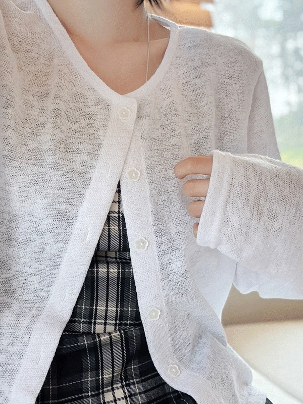 플라워버튼 여름 가디건, 2colors