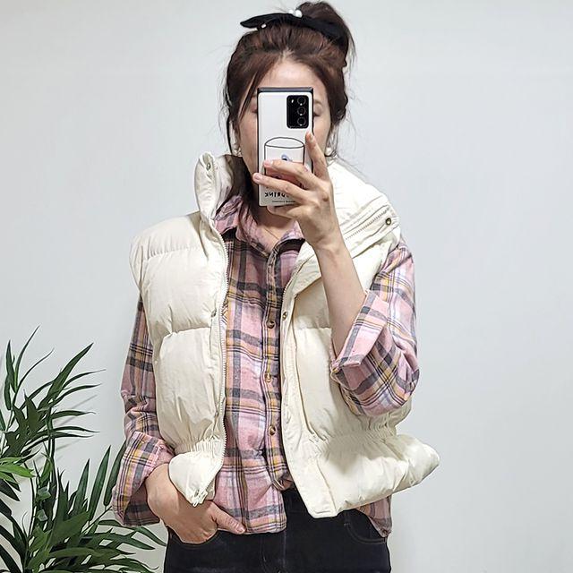 제인준 마카롱 셔링 웰론 패딩 조끼 베스트 3color