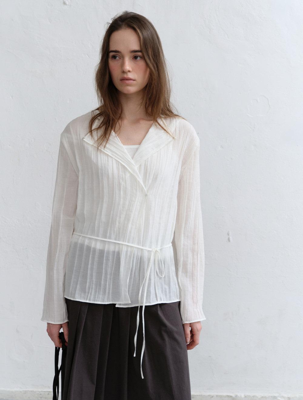 SHEER PLEATS CARDIGAN [WHITE]