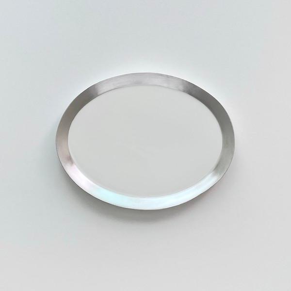 Silver rim dessert plate