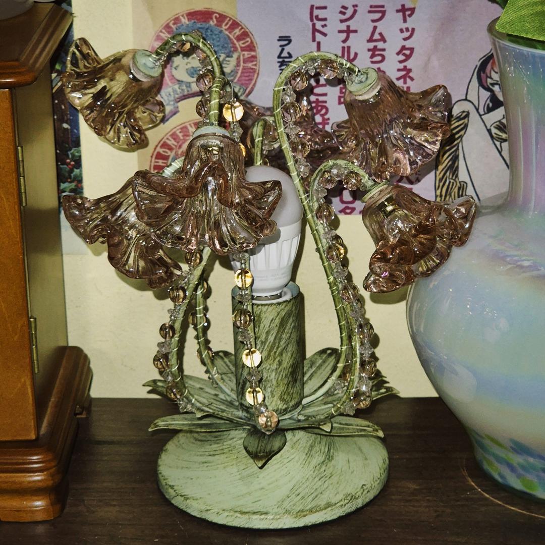 일본 키시마 엔틱 비정형 글라스 꽃잎 조명