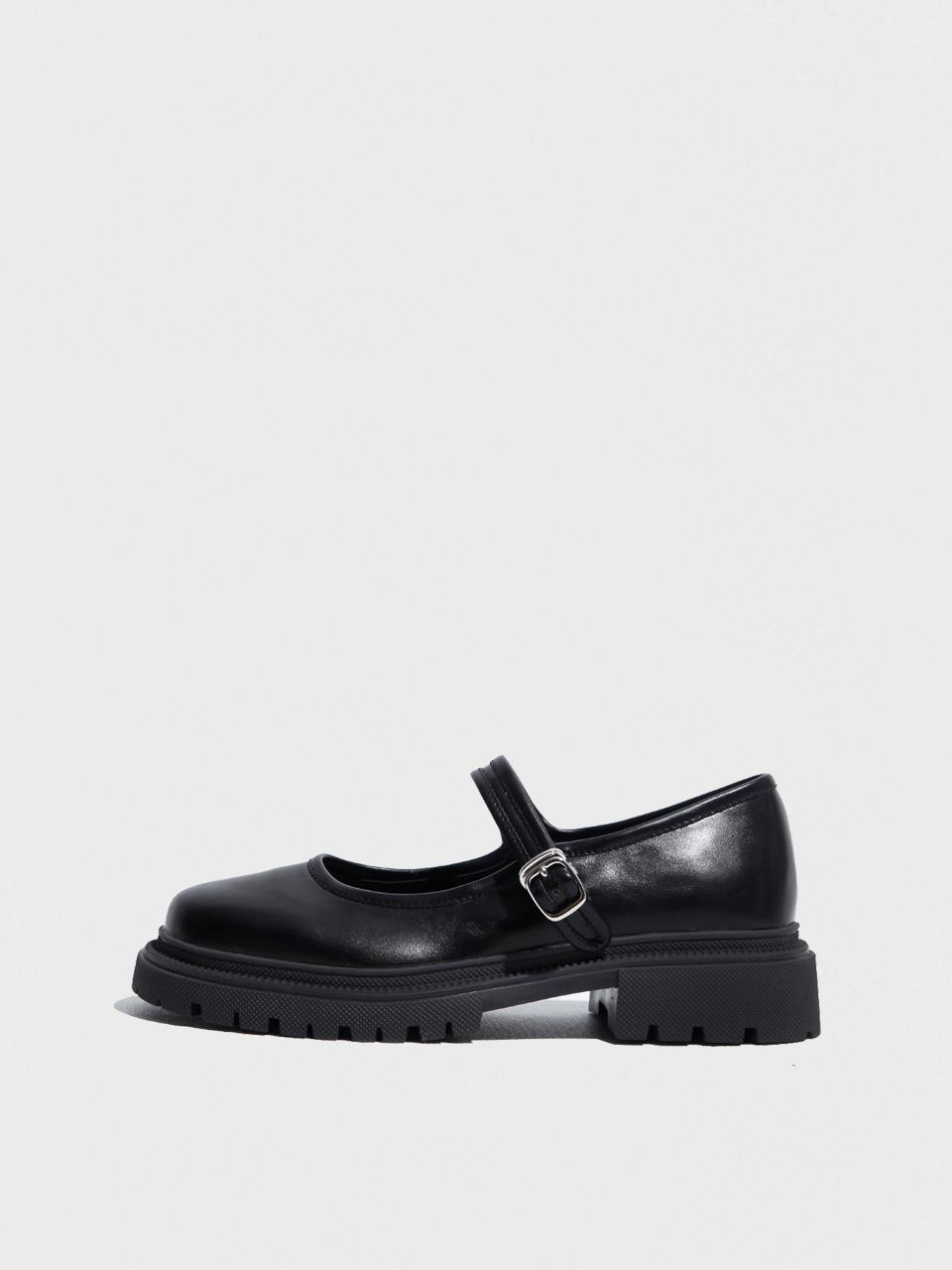 KM081 코모레비 뮤지엄 컵 솔 라이트 메리제인 스니커즈ㅣLEATHER BLACK