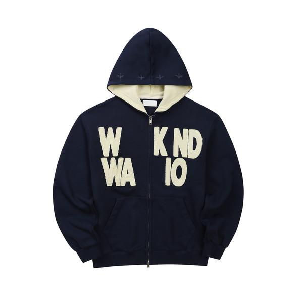 [M사이즈 3/25 예약발송] Weekend warrior waffle applique hoodie zip up (Navy)