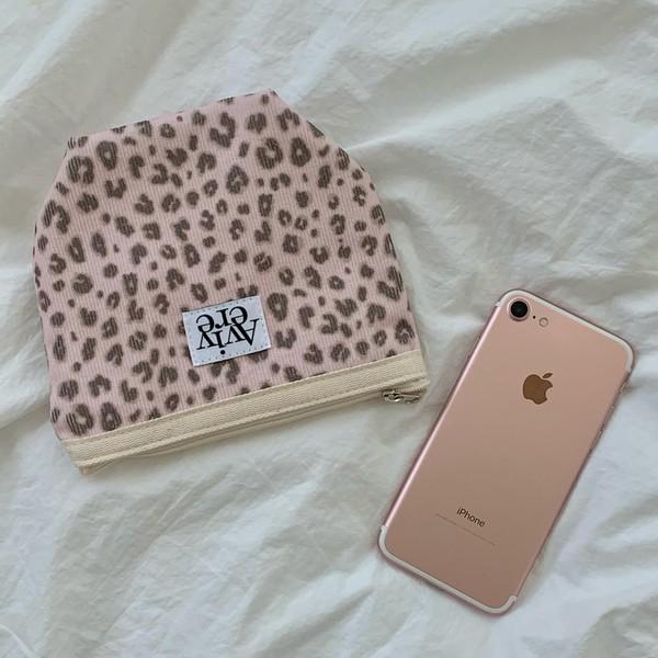 Avivere classic pouch_corduroy leopard pink