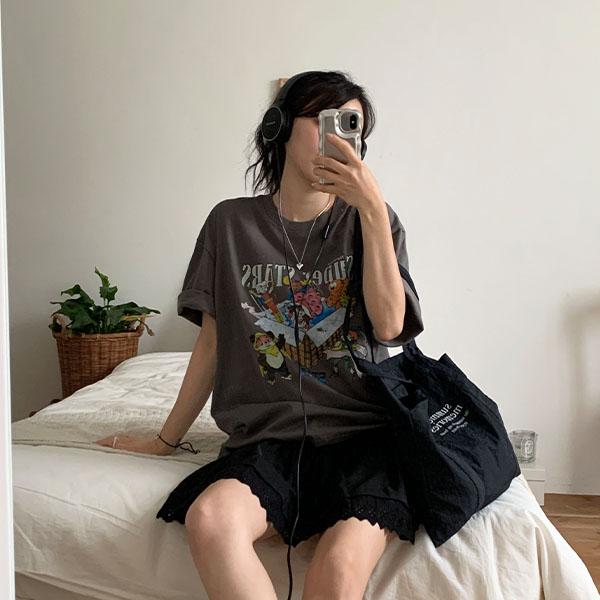 써니킥 [속바지]레비 펀칭 레이스 미니 스커트