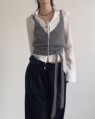 wrap knit bustier (3color)