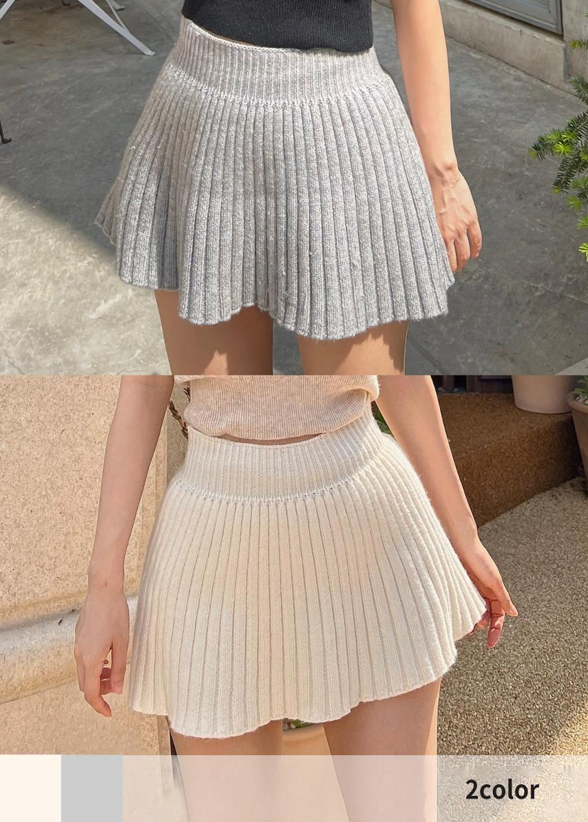 니트 플리츠 스커트