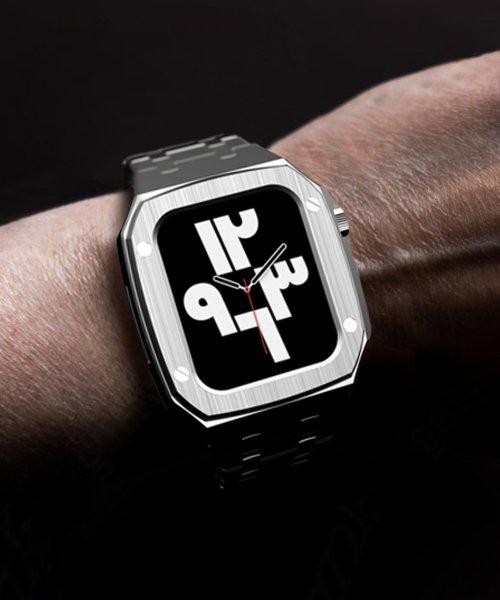 애플워치 4 / 5 / 6 / SE 세대용 스테인리스 풀커버 애플워치케이스 애플워치 메탈스트랩 44mm