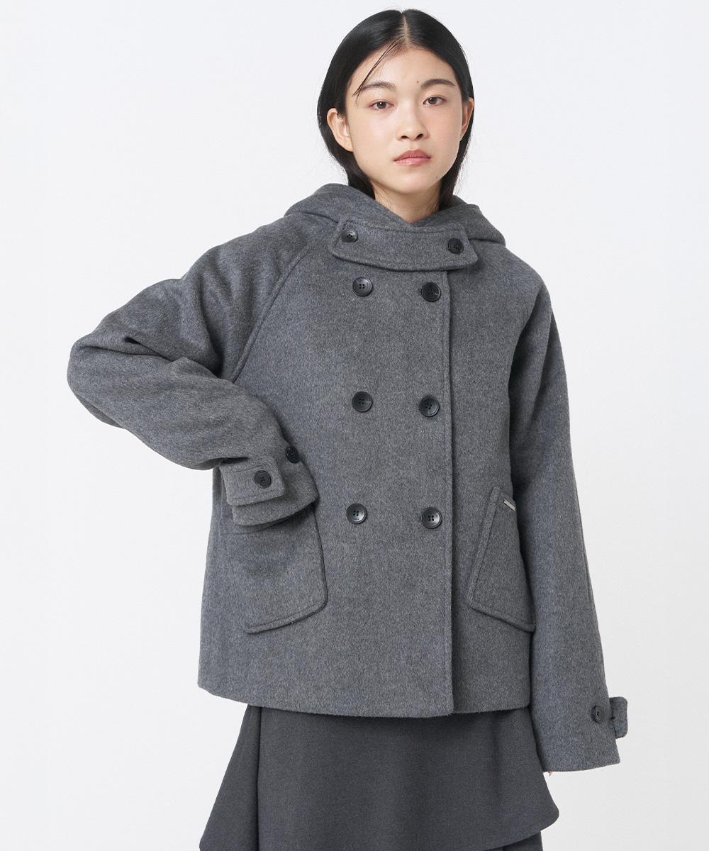 Hoodie double button coat CHARCOAL