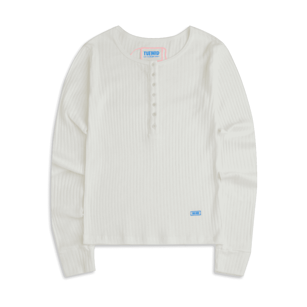 Mini henley longsleeve t-shirt in white
