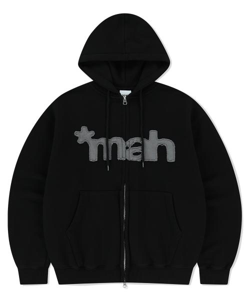 mah CUT OFF APPLIQUE ZIP-UP HOODIE BLACK(MG2FSMM492A)