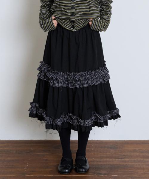 RUFFLE POINT SKIRT - BLACK