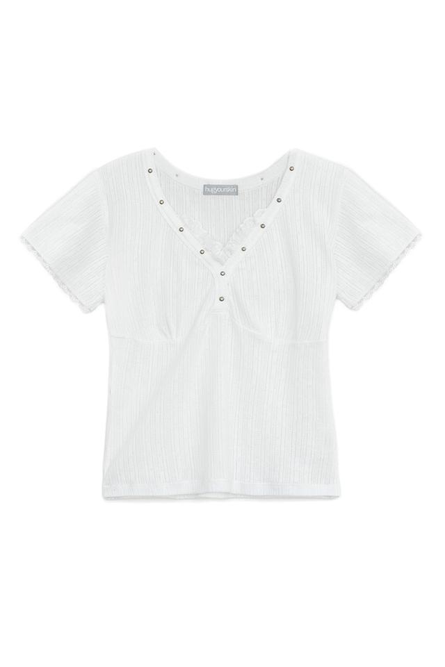 [2월 24일 출고] Lace studded top (White)