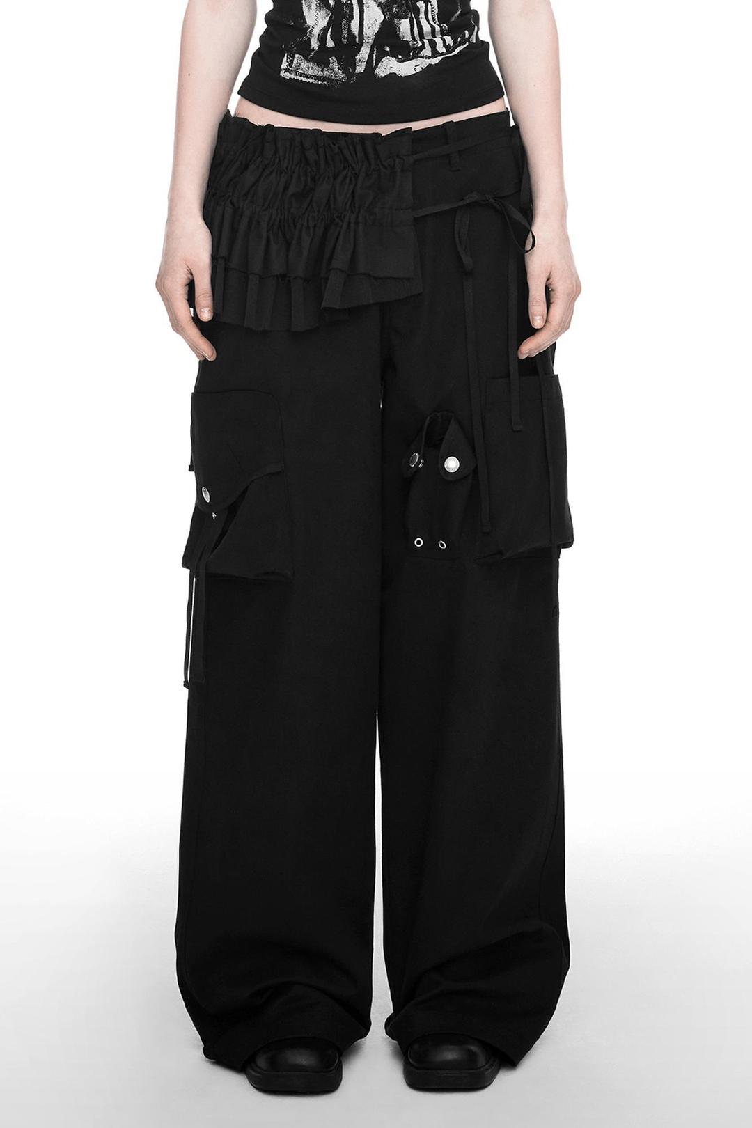 SHIRRING LAYERED BELT BLACK