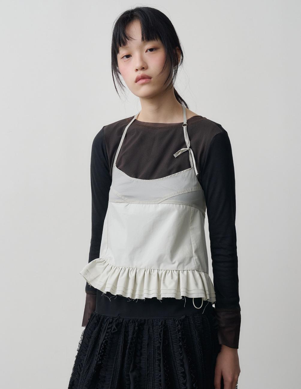 mixed fabric bustier _mist