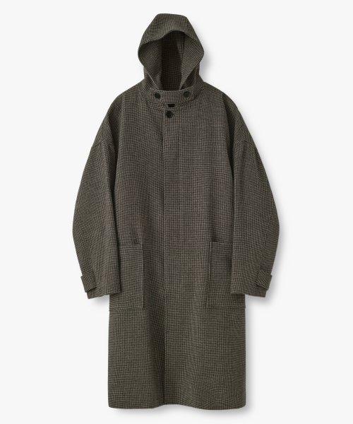울리치 오버핏 롱 후드 코트_Brown check