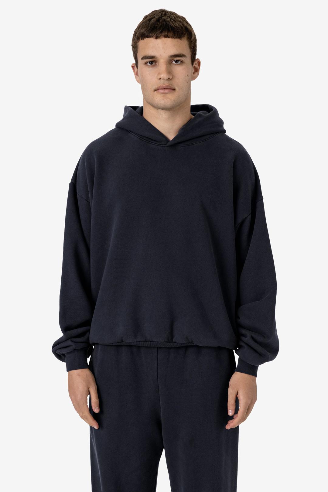 PLU09GD - 16oz. Garment Dye Plush Fleece Hooded Pullover Sweatshirt - Black Edge / S